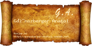 Günszberger Anatol névjegykártya
